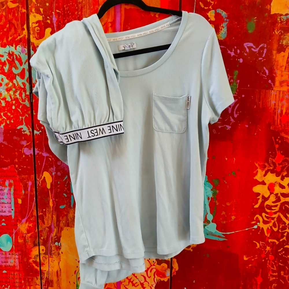 Nine West Sky Blue T-Shirt with Pocket